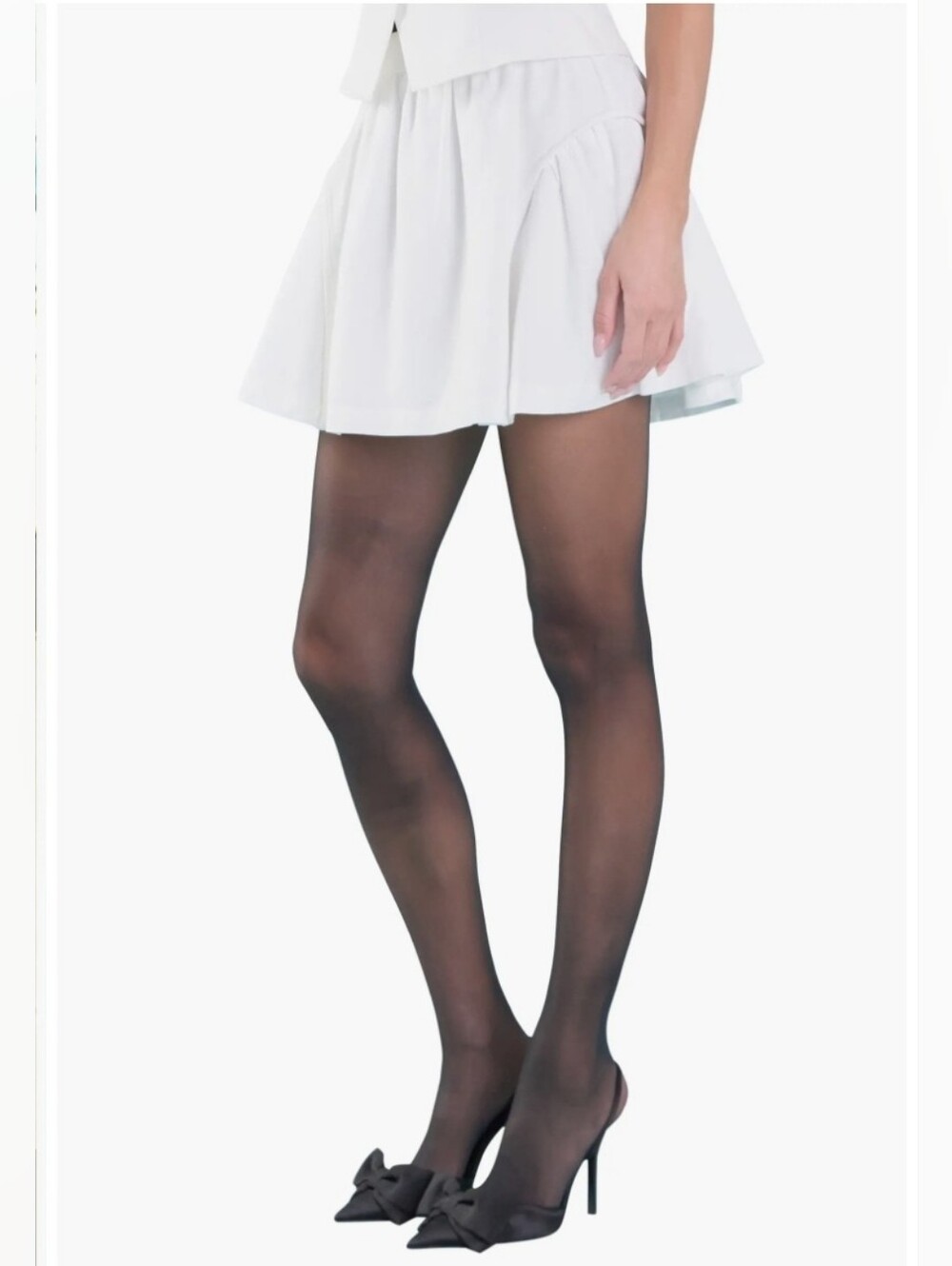 Endless Rose High Waist Blokette White Linen Cotton Blend Mini Y2k Skirt